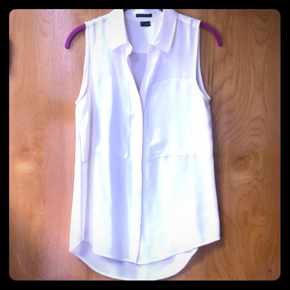 Theory 💯 silk ivory blouse office ➡️ cocktails!